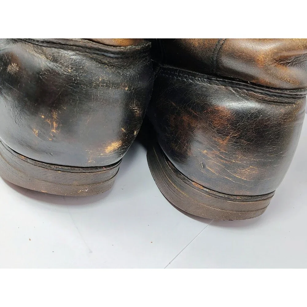 Red Wing Pecos Black Beige Leather Pull On Work Boots Mens Round Toe USA Made 10
